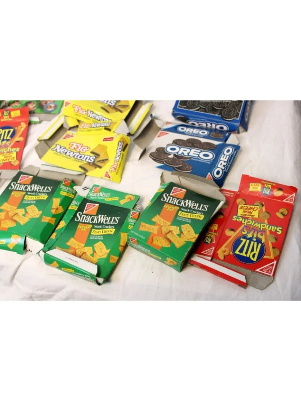 Lg Lot Cardboard Mini Snack Boxes Oreo Snackwells Ritz Vtg Crackers Cereal Play